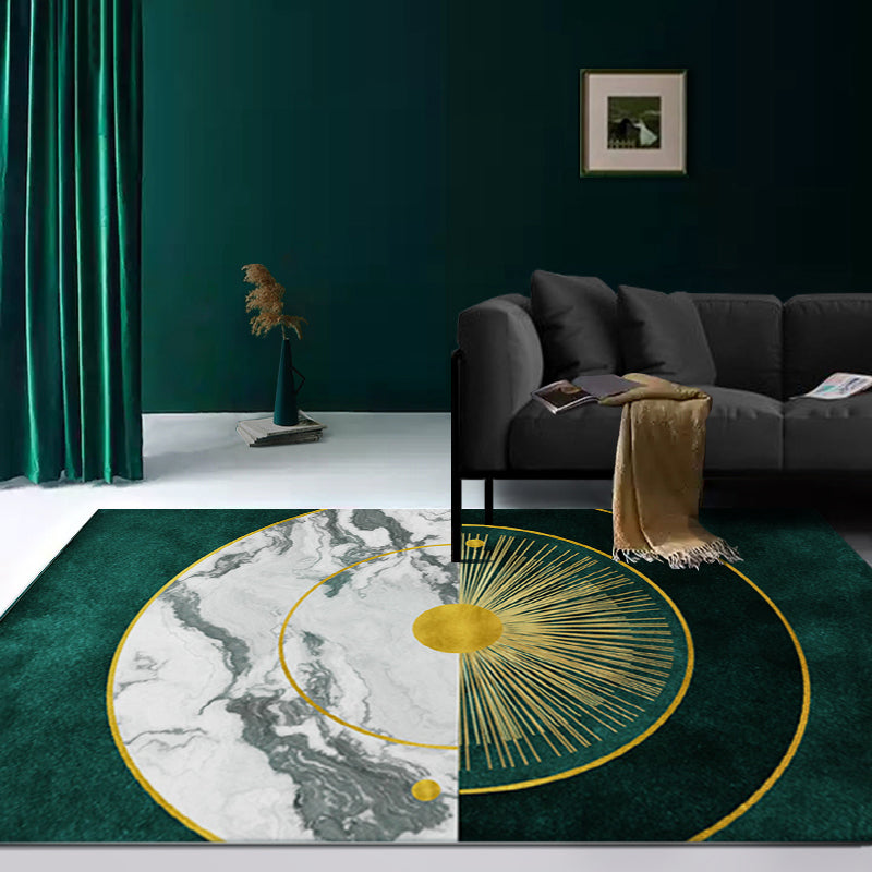 Avtoit | Simple Geometric Print Rug Multi Colored Synthetic Non-Slip Machine Washable Area Rug for Living Room