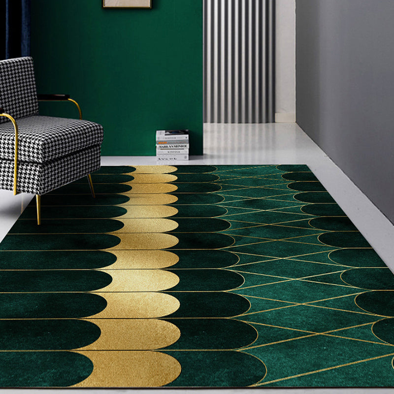Avtoit | Simple Geometric Print Rug Multi Colored Synthetic Non-Slip Machine Washable Area Rug for Living Room