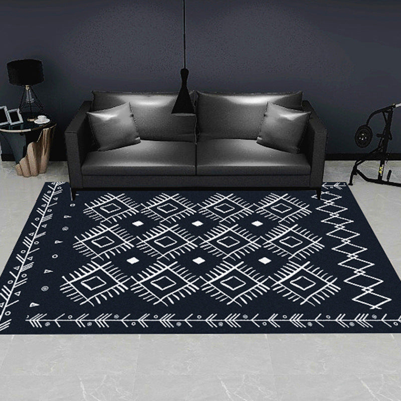 Avtoit | Modern geometric patterned rug multicolored polyester carpet anti-slip backing pet-friendly indoor rug for living room