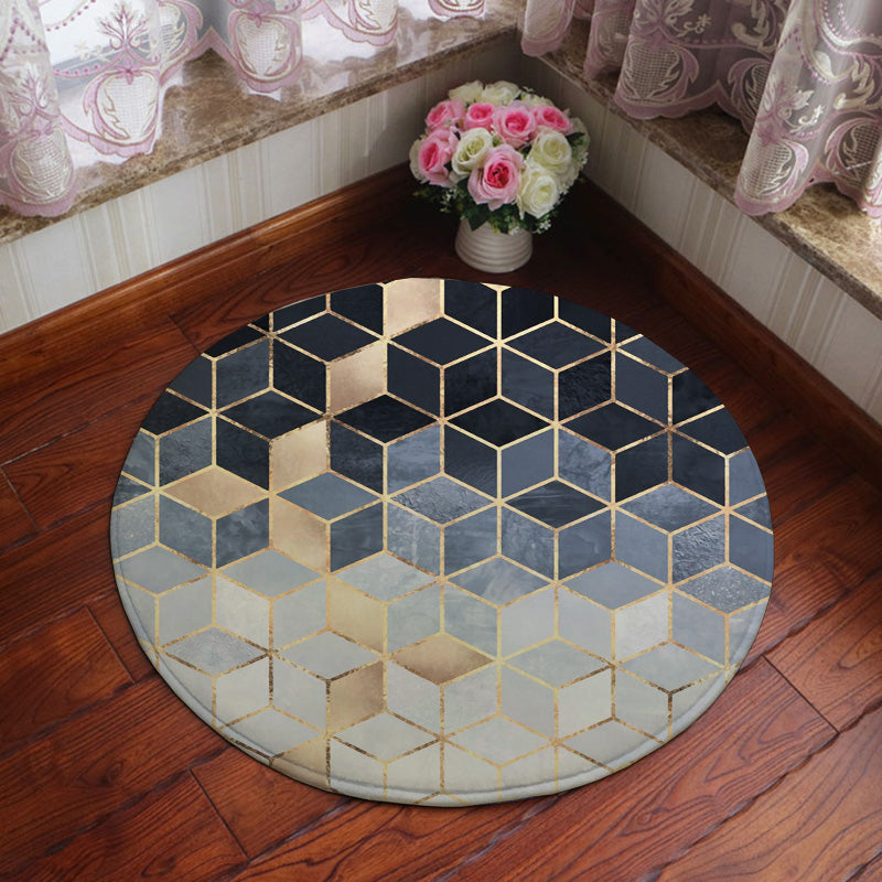 Avtoit | Unique geometric print rug Multicolored polyester rug Non-slip backing Machine washable indoor rug for the bedroom