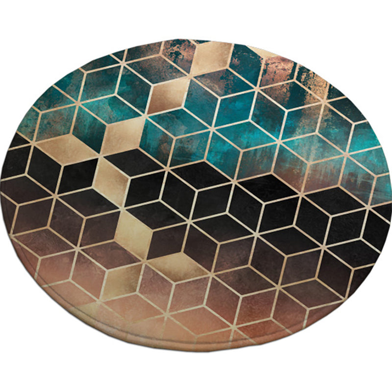 Avtoit | Unique geometric print rug Multicolored polyester rug Non-slip backing Machine washable indoor rug for the bedroom