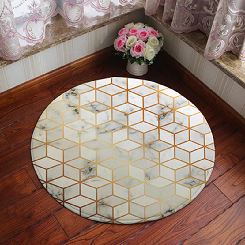 Avtoit | Unique geometric print rug Multicolored polyester rug Non-slip backing Machine washable indoor rug for the bedroom