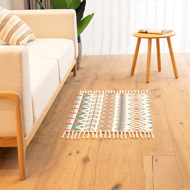 Avtoit | Classic living room carpet Colorful geometric printed carpet washable woven rug with tassels