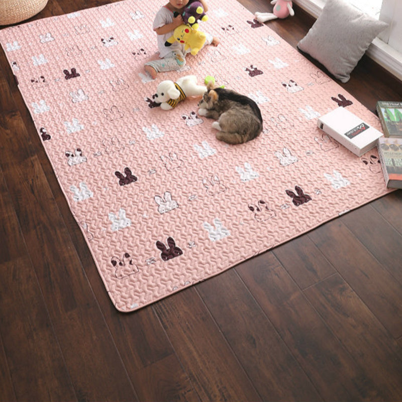 Avtoit | Beautiful Cartoon Print Rug Multicolored Cotton Area Rug Pet Friendly Machine Washable Rug for Children's Room