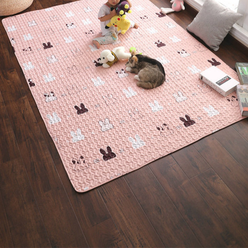 Avtoit | Beautiful Cartoon Print Rug Multicolored Cotton Area Rug Pet Friendly Machine Washable Rug for Children's Room