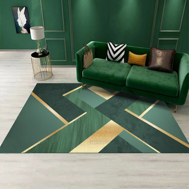 Avtoit | Luxury Living Room Rug Multicolor Geometric Pattern Rug Polyester Non-Slip Machine Washable Rug