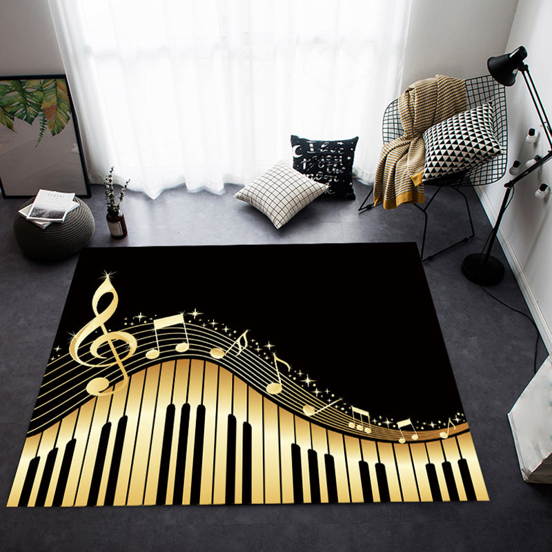 Avtoit | Multicolor bedroom rug funky music printed area rug polyester non-slip backing pet-friendly rug