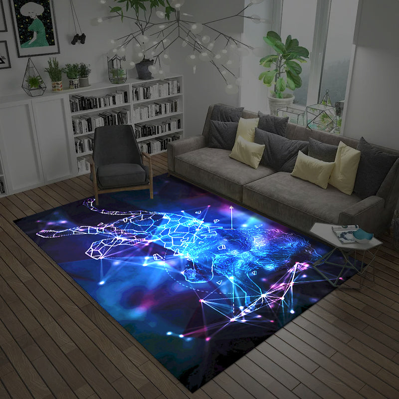 Avtoit | Natural Living Room Rug Multicolored Space Print Rug Polypropylene Non-Slip Washable Area Rug