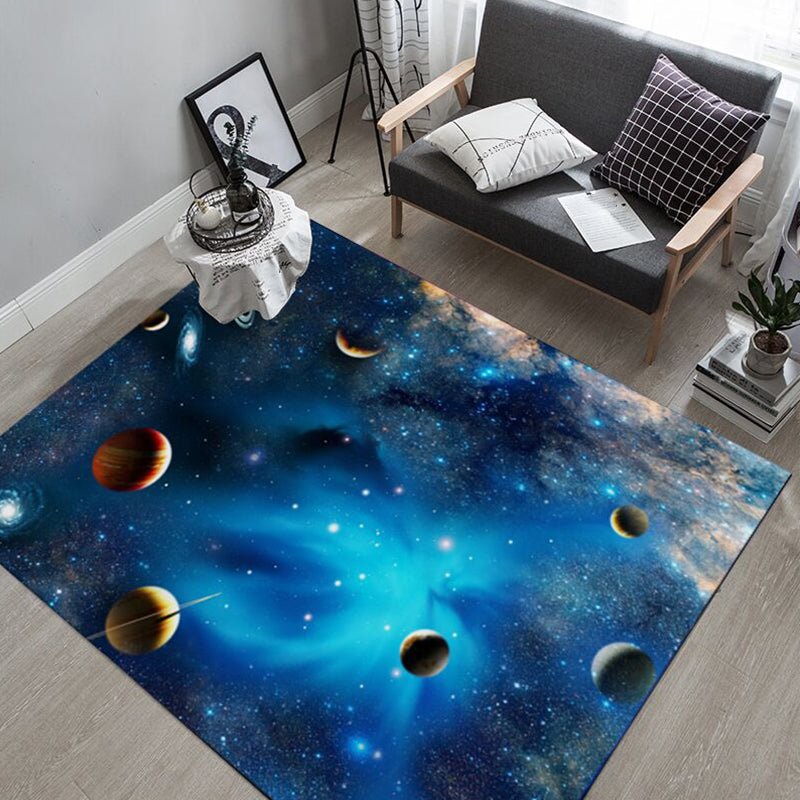 Avtoit | Natural Living Room Rug Multicolored Space Print Rug Polypropylene Non-Slip Washable Area Rug