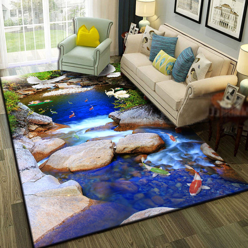 Avtoit | Relaxing Living Room Multicolored Animal Pattern Carpet Synthetic Pet Friendly Washable Carpet