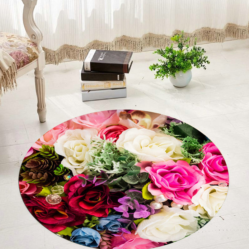Avtoit | Comfort 3D Plant Pattern Rug Multicolored Polypropylene Area Rug Easy Care Machine Washable Rug for Room