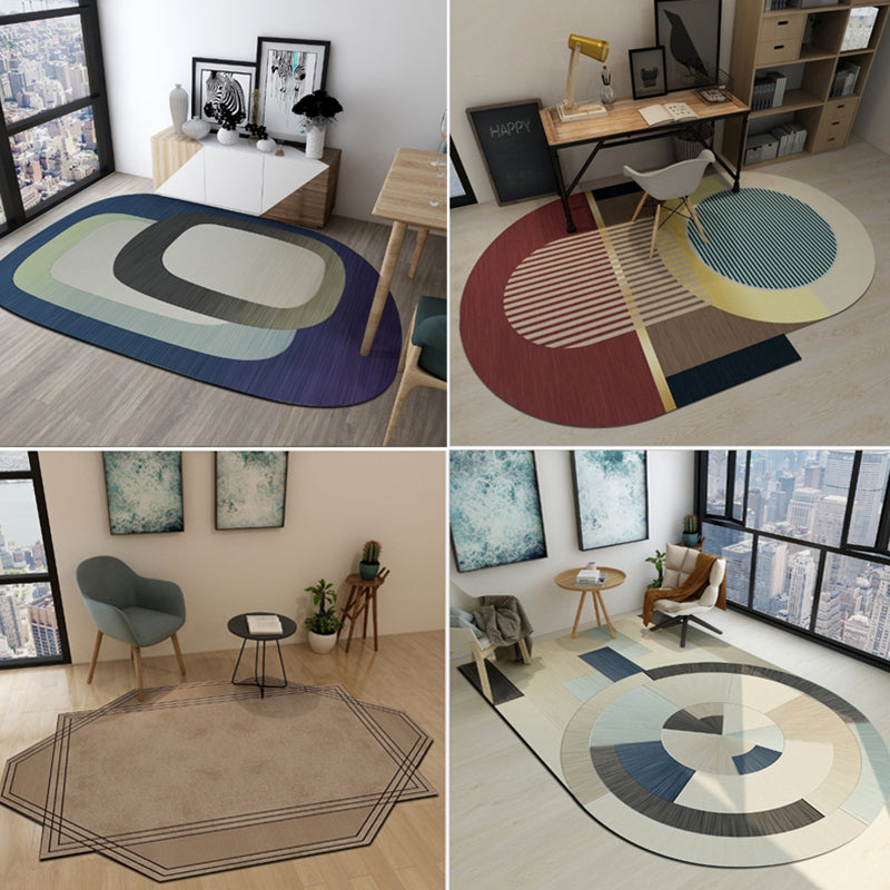 Avtoit | Western Bedroom Rug Multicolored Geometric Print Rug Synthetic Non-Slip Backing Pet-Friendly Indoor Rug