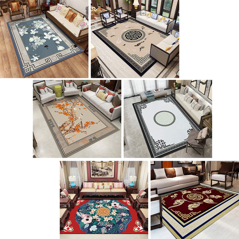 Avtoit | Classic Zen Print Rug Multicolor Chinese Rug Polypropylene Non-Slip Backing Pet-Friendly Stain-Resistant Rug for Home
