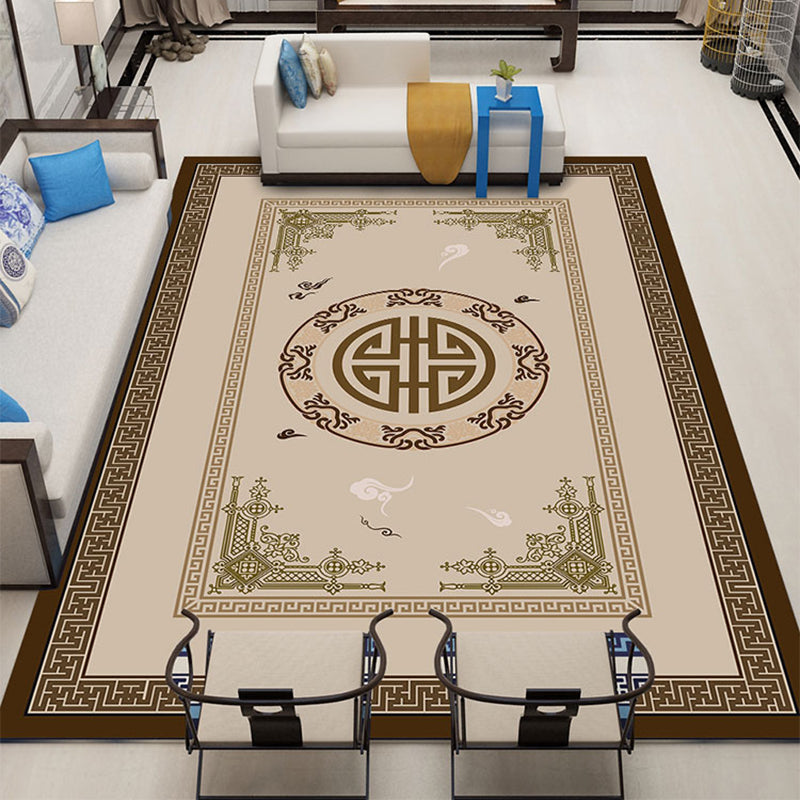 Avtoit | Classic Zen Print Rug Multicolor Chinese Rug Polypropylene Non-Slip Backing Pet-Friendly Stain-Resistant Rug for Home