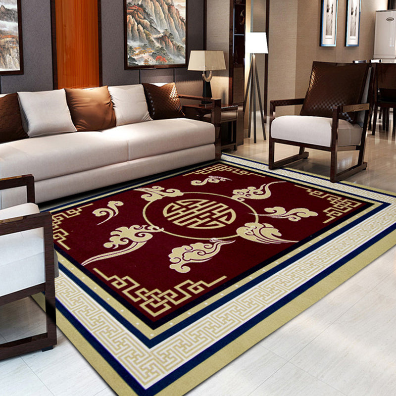 Avtoit | Classic Zen Print Rug Multicolor Chinese Rug Polypropylene Non-Slip Backing Pet-Friendly Stain-Resistant Rug for Home