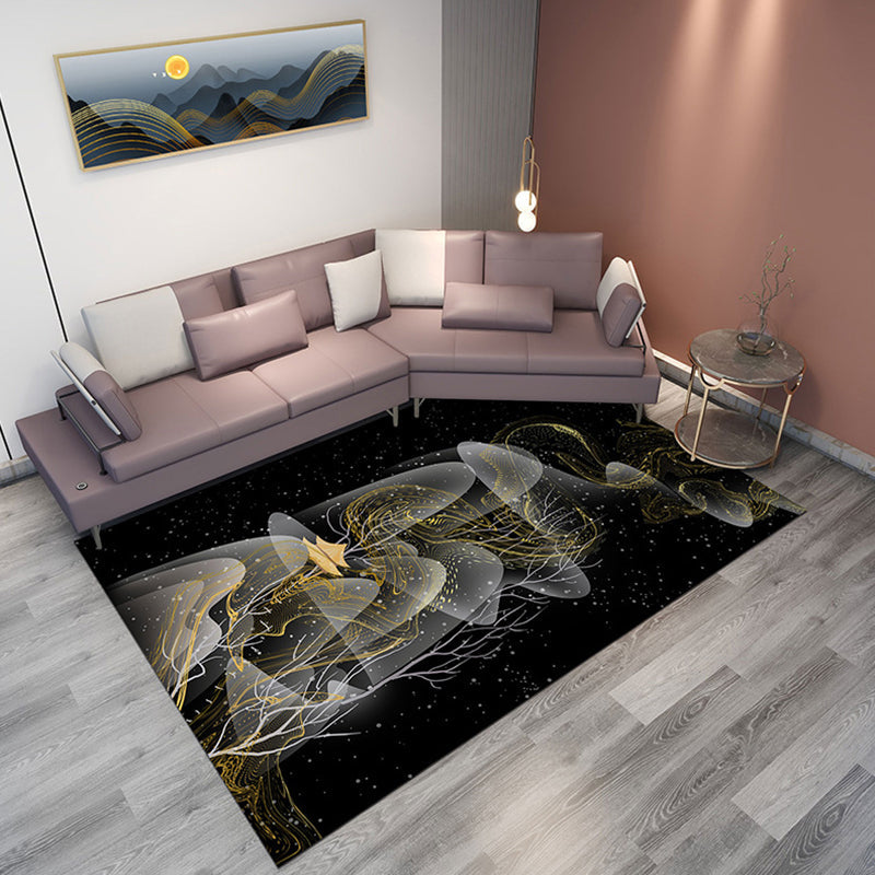 Avtoit | Classic Mountain Landscape Rug Multicolored Chinese Rug Synthetic Stain Resistant Washable Non-Slip Rug for Deco