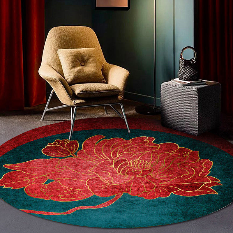 Avtoit | Classy Multi Color Asia Carpet Polyester Botanics Rug Stain Resistant Non-slip Back Machine Washable Carpet for Living Room