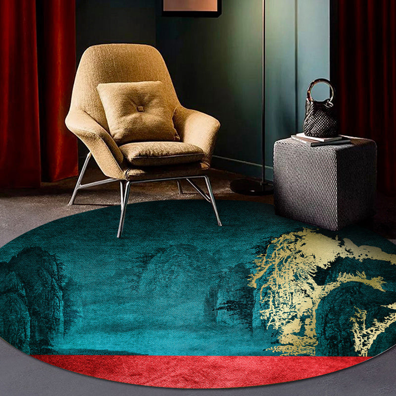 Avtoit | Classy Multi Color Asia Carpet Polyester Botanics Rug Stain Resistant Non-slip Back Machine Washable Carpet for Living Room