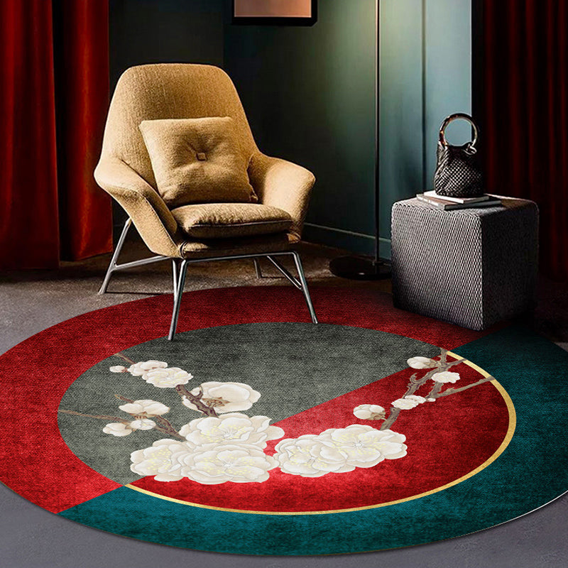 Avtoit | Classy Multi Color Asia Carpet Polyester Botanics Rug Stain Resistant Non-slip Back Machine Washable Carpet for Living Room