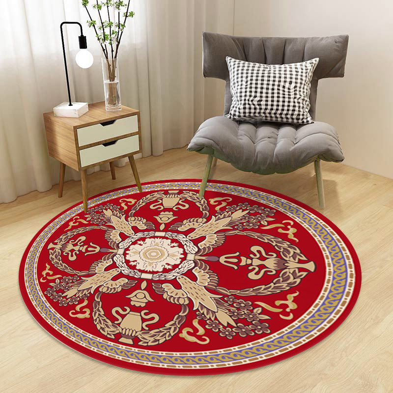 Avtoit | Chinoiserie Floral Rug Multicolor Polypropylene Rug Pet Friendly Non-Slip Back Stain Resistant Rug for the Drawing Room