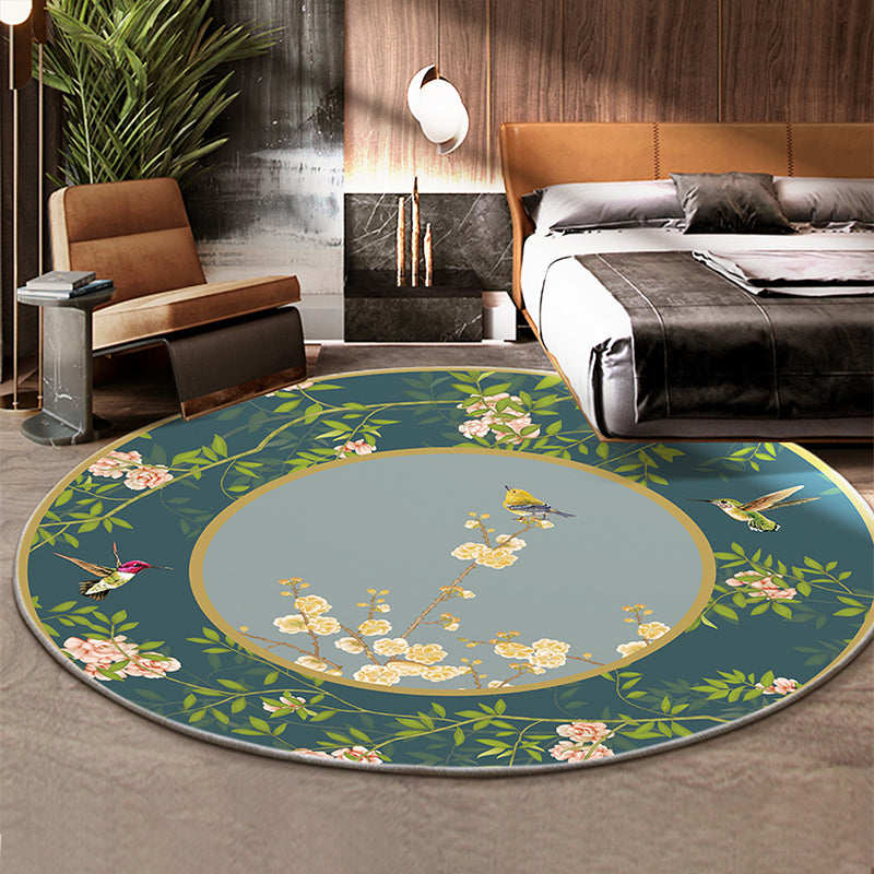 Avtoit | Classic Flower and Bird Carpet Multicolor Chinese Carpet Synthetic Non-Slip Back Stain-Resistant Carpet for Deco