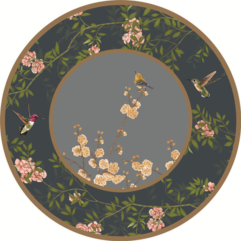 Avtoit | Classic Flower and Bird Carpet Multicolor Chinese Carpet Synthetic Non-Slip Back Stain-Resistant Carpet for Deco