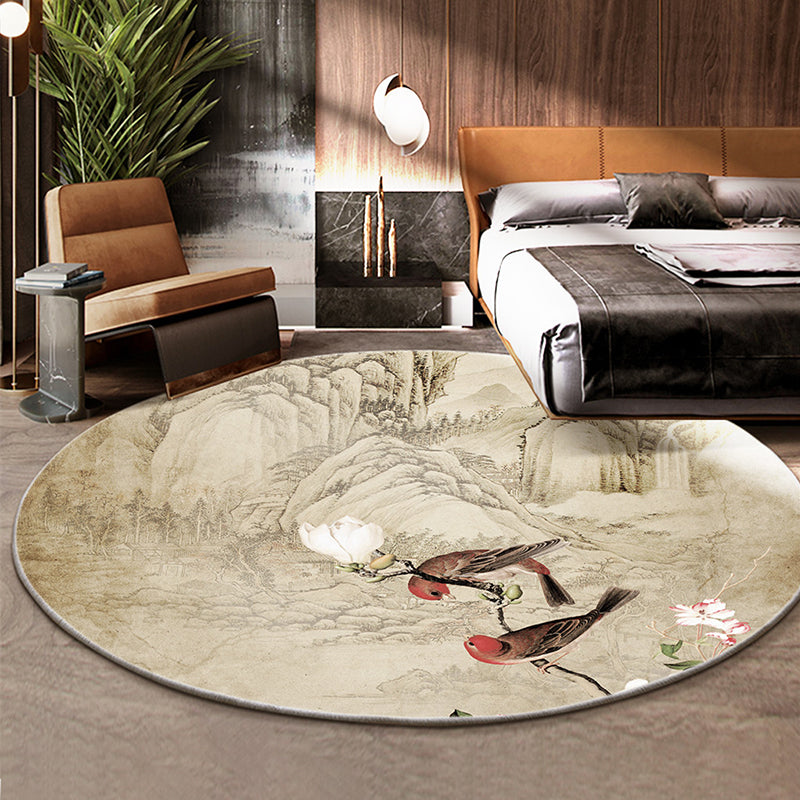 Avtoit | Classic Flower and Bird Carpet Multicolor Chinese Carpet Synthetic Non-Slip Back Stain-Resistant Carpet for Deco