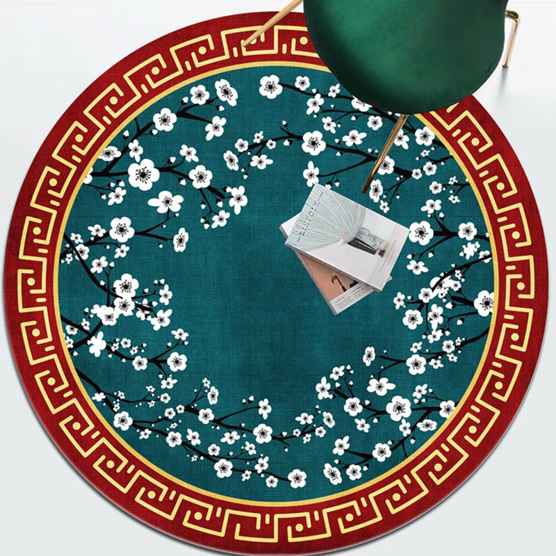 Avtoit | Enchanting Multicolor Floral Print Carpet Polyester Asian Carpet Non-slip Pet-friendly Stain-resistant Carpet for Home