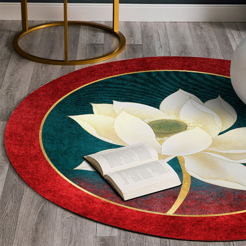 Avtoit | Enchanting Multicolor Floral Print Carpet Polyester Asian Carpet Non-slip Pet-friendly Stain-resistant Carpet for Home