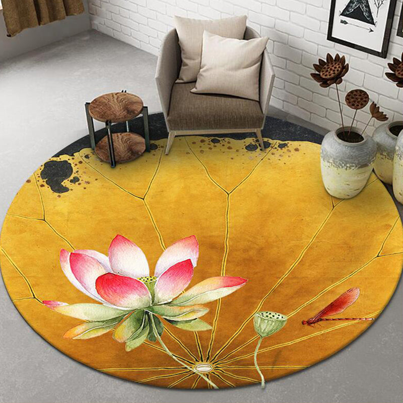 Avtoit | Chinese Landscape Print Rug Multicolor Polypropylene Rug Anti-Skid Back Stain Resistant Pet Friendly Rug for the Living Room