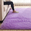 Avtoit | Fluffy Plain Rug Multi Colored Casual Rug Synthetic Washable Pet Friendly Non-slip Carpet for Living Room