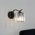 Avtoit | Contemporary Cone Wall Lamp Clear Crystal 1 Head Nightstand Wall Sconces Light with Curved/Beam Arm in Black
