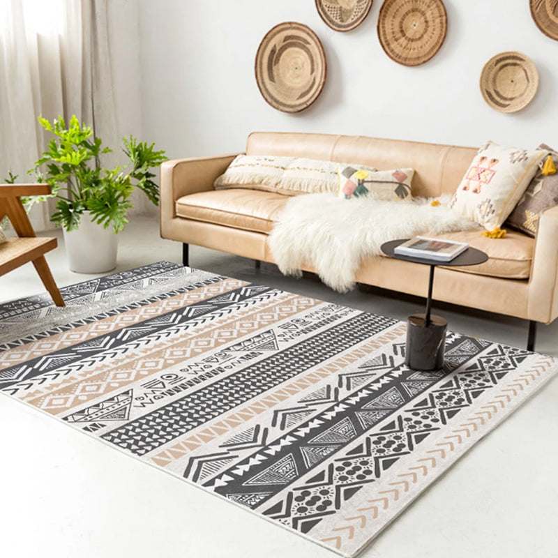 Avtoit | Native American Line Print Rug Multicolor Polypropylene Rug Pet Friendly Non-Slip Back Machine Washable Rug for Living Room