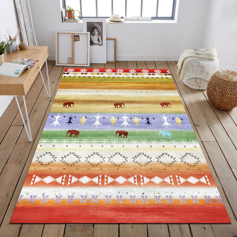Avtoit | Southwest Tribal Print Rug Multicolor Polypropylene Rug Non-Slip Pet Friendly Washable Rug for the Living Room