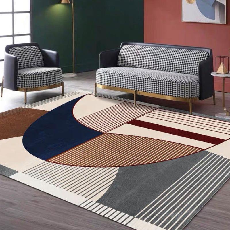Avtoit | Creative Geometric Color-Block Carpet Multi Color Nordic Carpet Synthetic Non-Slip Stain-Resistant Machine Washable Carpet for Home