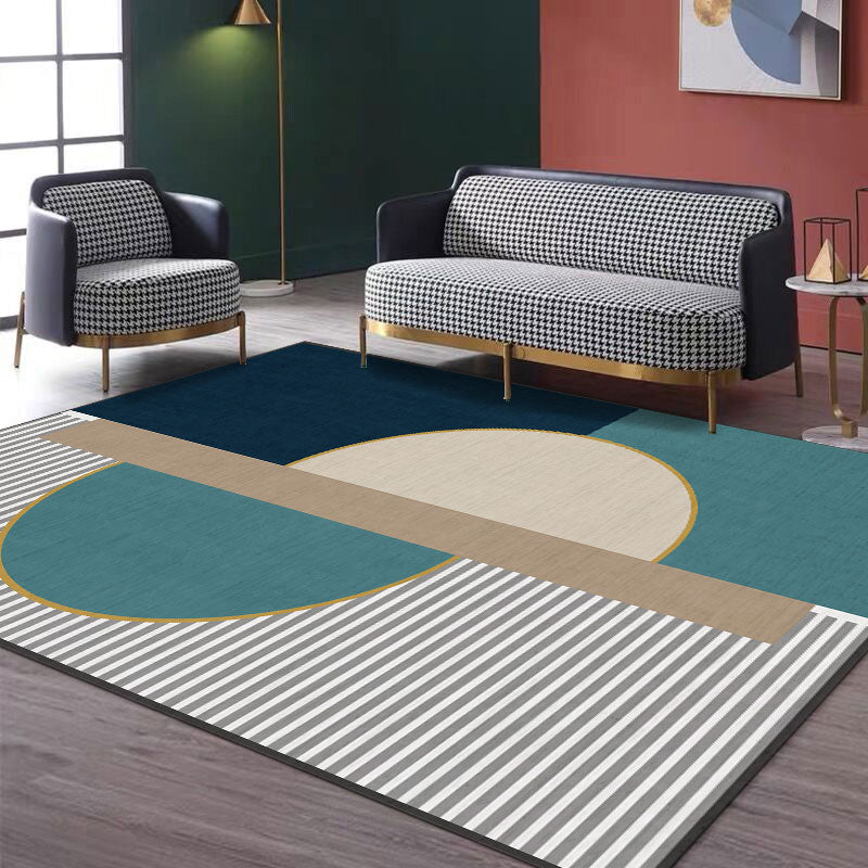 Avtoit | Creative Geometric Color-Block Carpet Multi Color Nordic Carpet Synthetic Non-Slip Stain-Resistant Machine Washable Carpet for Home