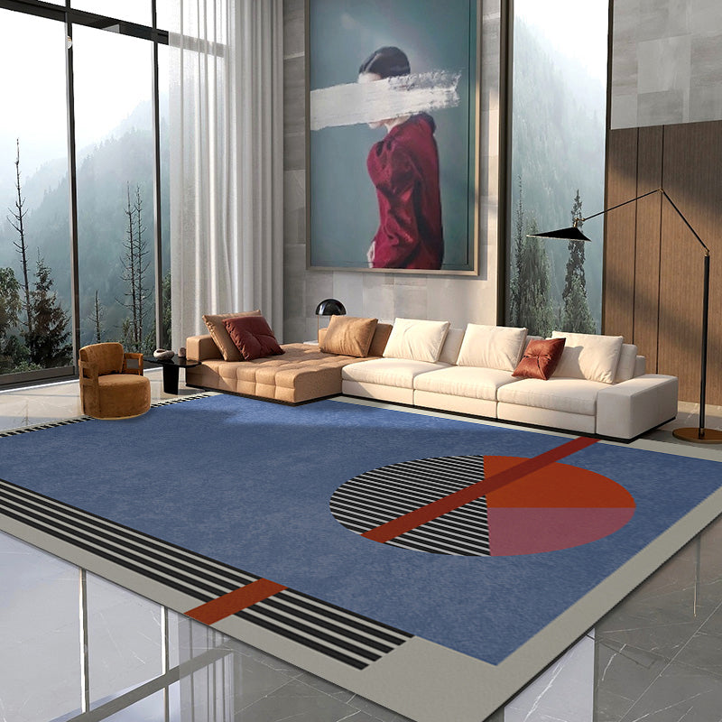 Avtoit | Multicolor Abstract Art Printed Rug Polypropylene Minimalist Area Rug Machine Washable Non-Slip Back Stain Resistant Rug for Large Space