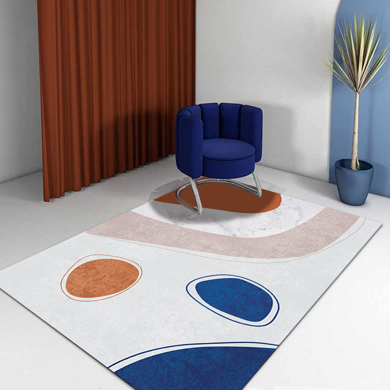 Avtoit | Multicolor Abstract Art Printed Rug Polypropylene Minimalist Area Rug Machine Washable Non-Slip Back Stain Resistant Rug for Large Space