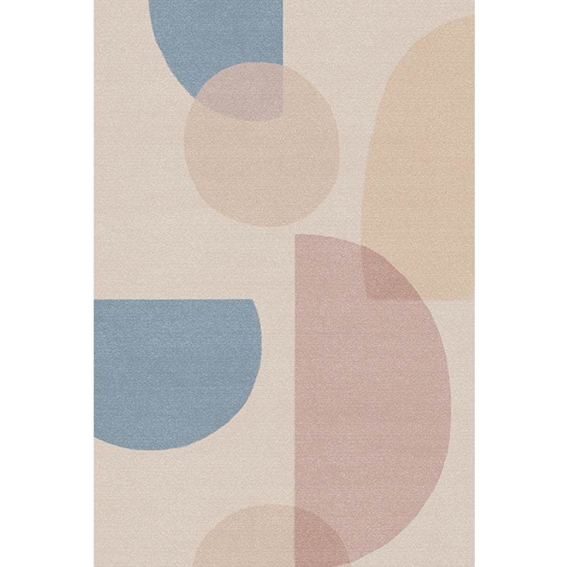 Avtoit | Multi Color Scandinavian Style Rug Polyester Abstract Water-Color Block Print Rug Stain Resistant Machine Washable Anti-Slip Backing Rug for Home