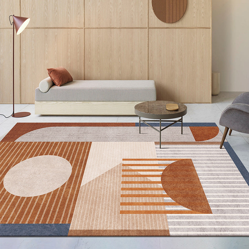 Avtoit | Modern Geometric Color Block Rug Multicolored Synthetic Area Rug Pet-Friendly Washable Non-Slip Back Rug for Living Room