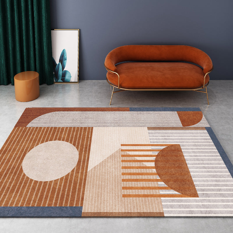 Avtoit | Modern Geometric Color Block Rug Multicolored Synthetic Area Rug Pet-Friendly Washable Non-Slip Back Rug for Living Room