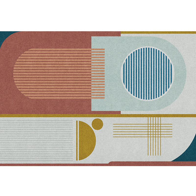 Avtoit | Modern Geometric Color Block Rug Multicolored Synthetic Area Rug Pet-Friendly Washable Non-Slip Back Rug for Living Room