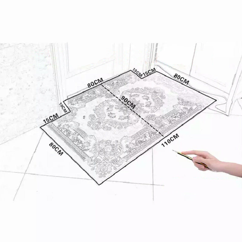 Avtoit | Multicolored Living Room Carpet Nostalgia Floral Pattern Area Rug Synthetic Non-Slip Back Stain Resistant Carpet