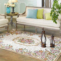 Avtoit | Multicolored Living Room Carpet Nostalgia Floral Pattern Area Rug Synthetic Non-Slip Back Stain Resistant Carpet