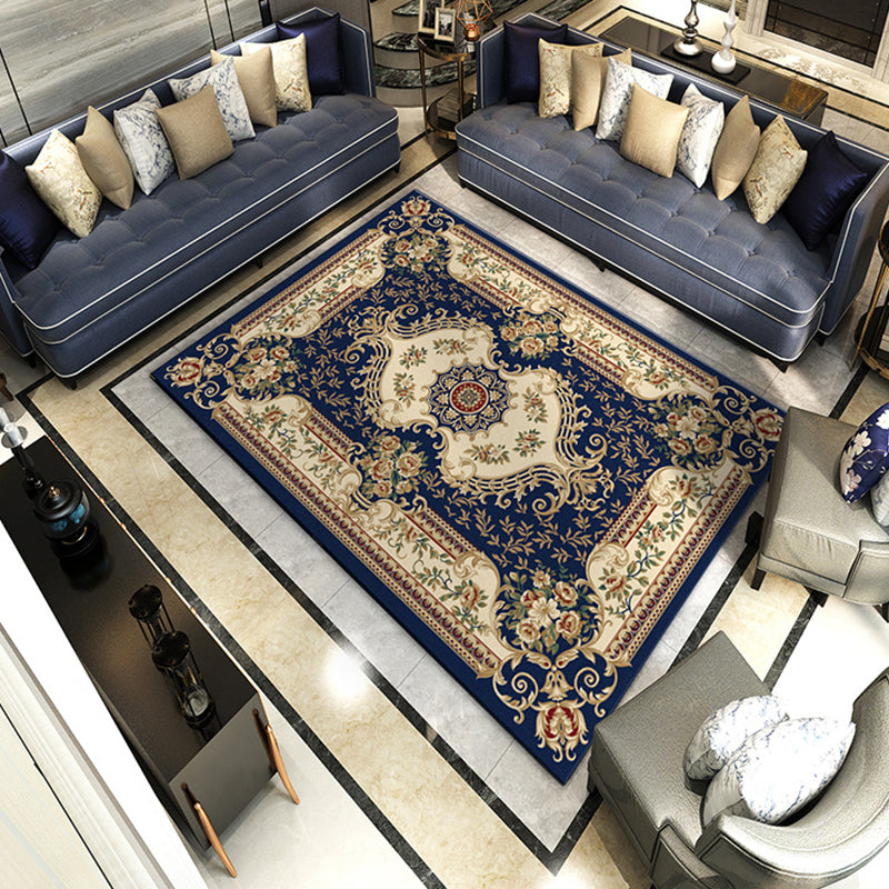 Avtoit | Retro Living Room Rug Multicolored Flower Print Rug Polypropylene Non-Slip Backing Pet-Friendly Rug