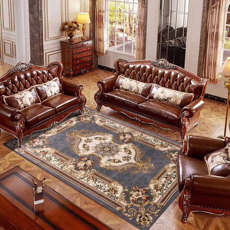 Avtoit | Olden Floral Printed Carpet Multicolored Synthetic Area Rug Pet Friendly Easy Care Indoor Cover for Living Room