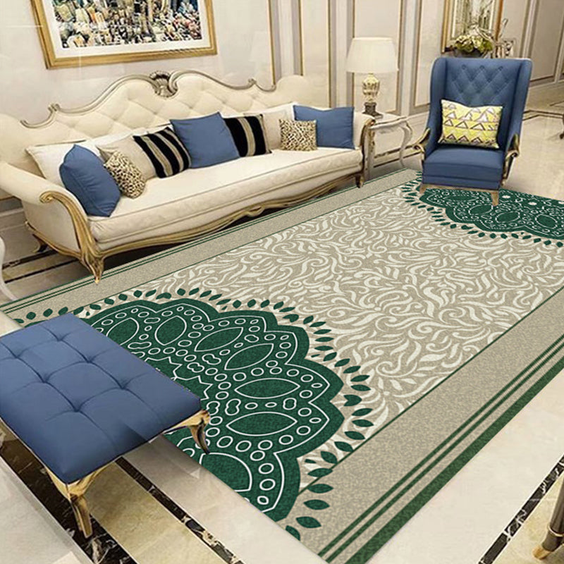 Avtoit | Multicolor Shabby Chic Rug Polyester Floral Printed Area Rug Non-Slip Back Washable Rug for Living Room