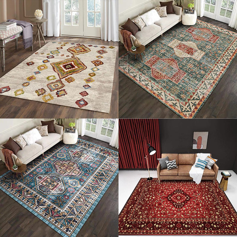 Avtoit | Casual floral printed rug multicolored polypropylene indoor rug non-slip backing easy to care for rug for bedroom