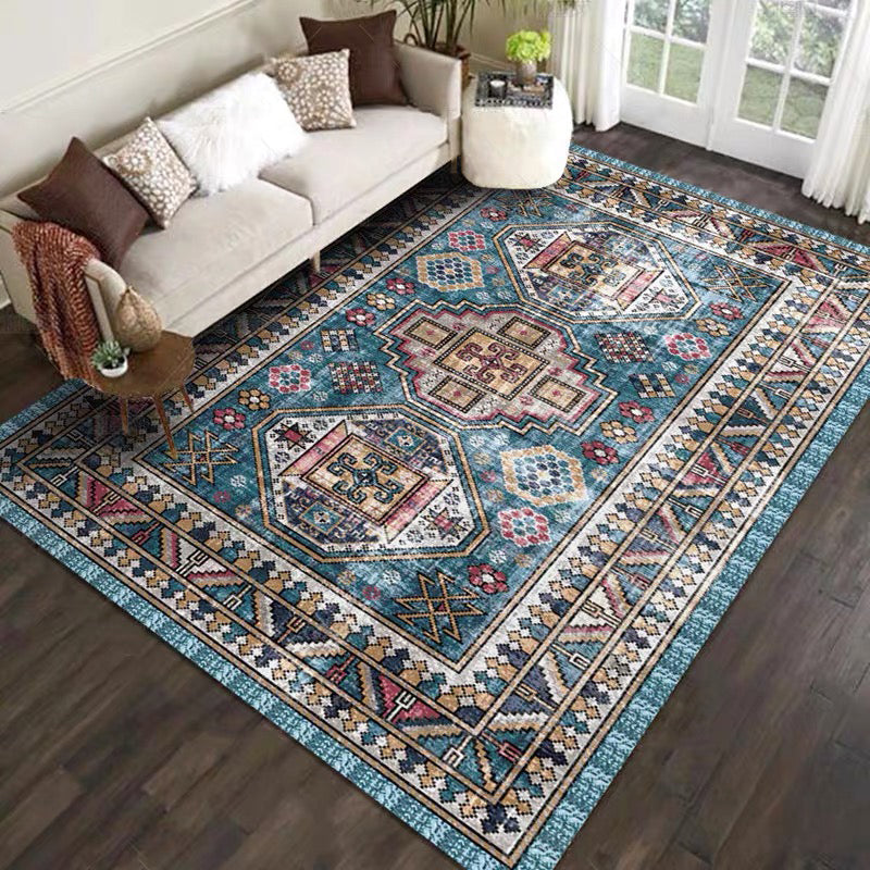Avtoit | Casual floral printed rug multicolored polypropylene indoor rug non-slip backing easy to care for rug for bedroom