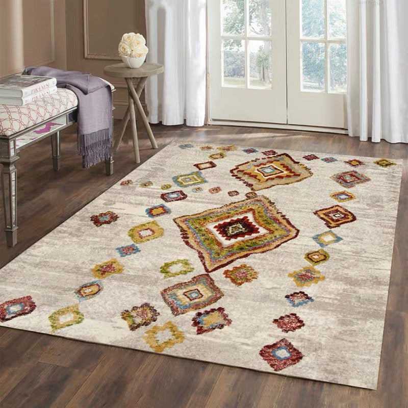 Avtoit | Casual floral printed rug multicolored polypropylene indoor rug non-slip backing easy to care for rug for bedroom